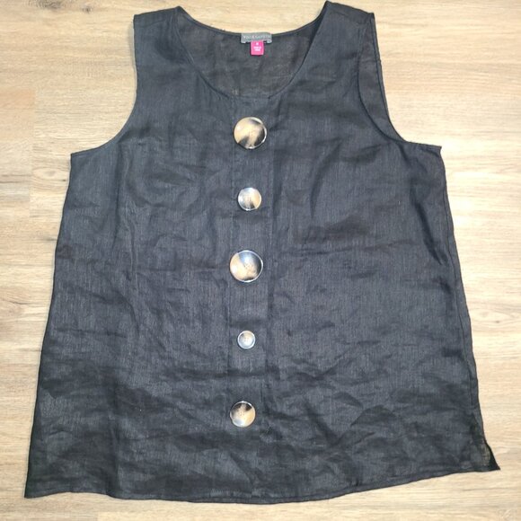 Vince Camuto size M Blouse Top 100% Linen Shirt Sleeveless Oversize Buttons - Picture 1 of 5